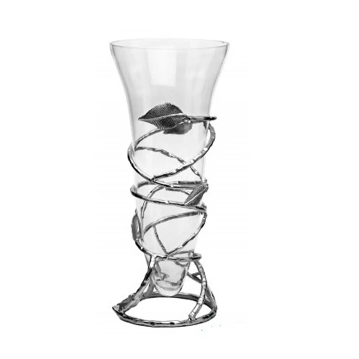 Classic Touch CVF533S Centerpiece Vase with Silver Leaf Stand
