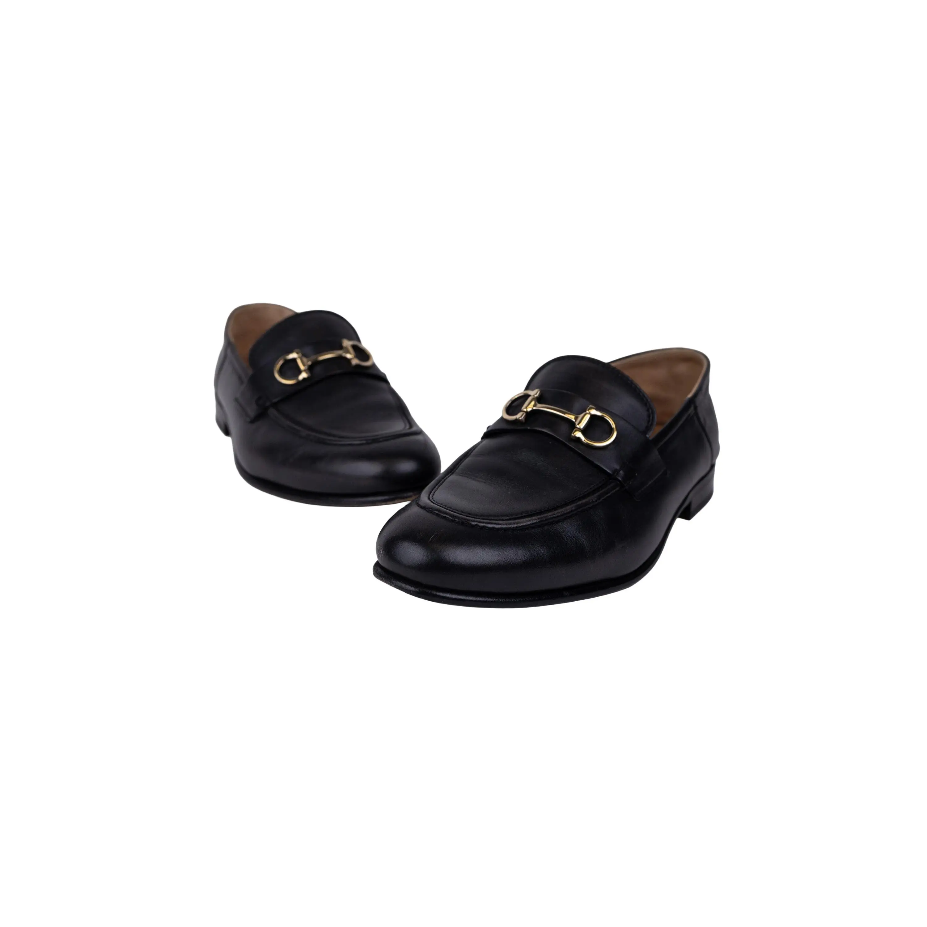 Salvatore Ferragamo Black Leather Gancini Bit Loafers Size 7