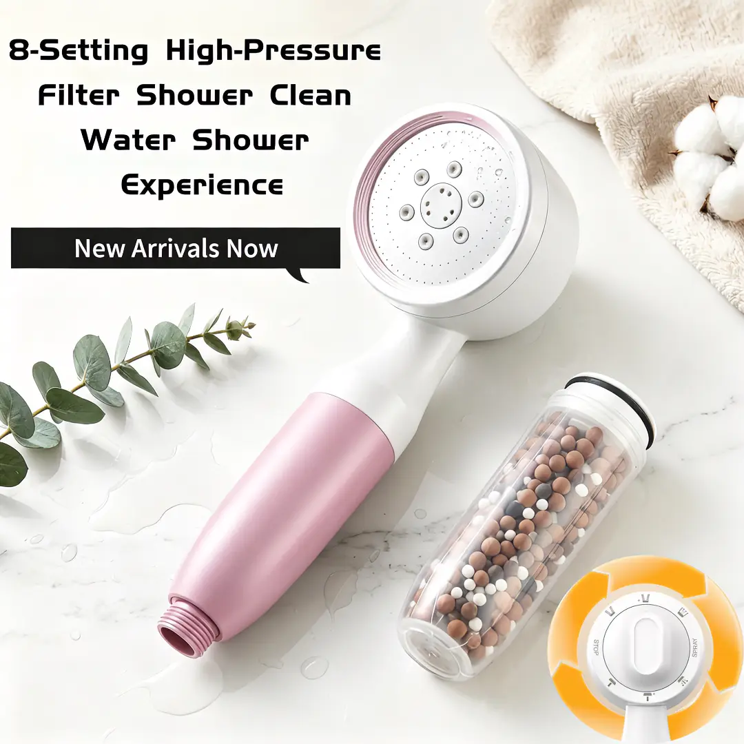 8-Setting Infinite adjustment High-Pressure Filter Shower Filtered Shower Head with Handheld,Shower Filter，Water Softener Filters Beads for Hard Water  High Pressure Water Flow and Multiple Spray Modes Shower Head with Filter -Remove Chlorine outdoor