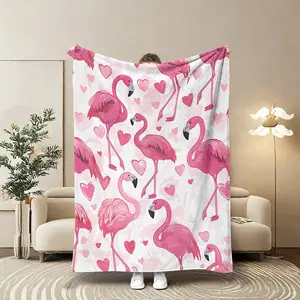 Flamingo Pattern Blanket,  1/2/3 Counts  Soft and Comfortable Air-conditioned Room Throw, Warm Nap Blanket for Home, Office, Outdoor Camping, Cozy Chic Blanket
