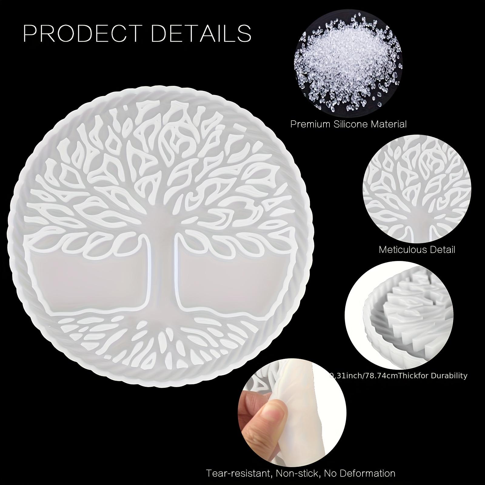 4Pcs Tree of Life Silicone Resin Molds, Intricate Branch Design Epoxy Casting Molds, Reusable DIY Craft Molds for Wall Art, Home Decor, Coasters, Perfect Gift Idea for Art Lovers