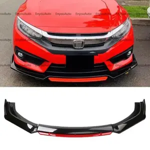 For Honda Accord Gloss Black Red Front Bumper Lip Spoiler Splitter Diffuser
