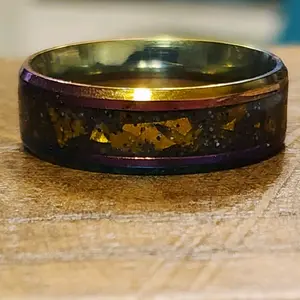size 11 mens resin ring with steel band.