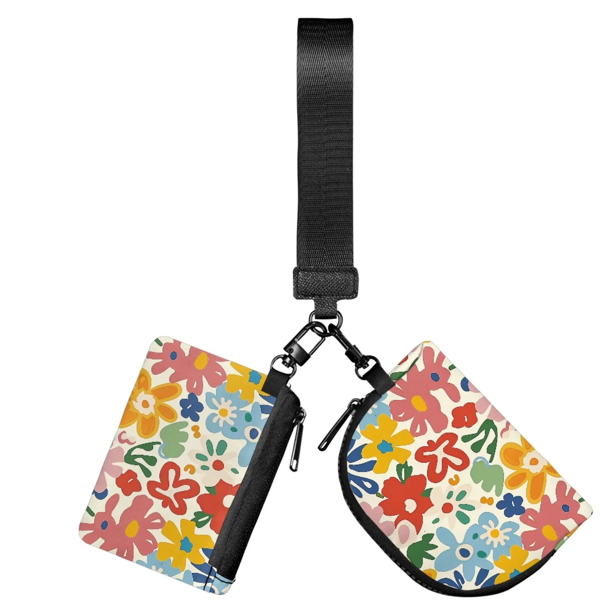 Abstract Hippie Flower Wristlet Bag 70s Dual Wristlet Wallet for Car Sport Cute Women Girls Portable Purse