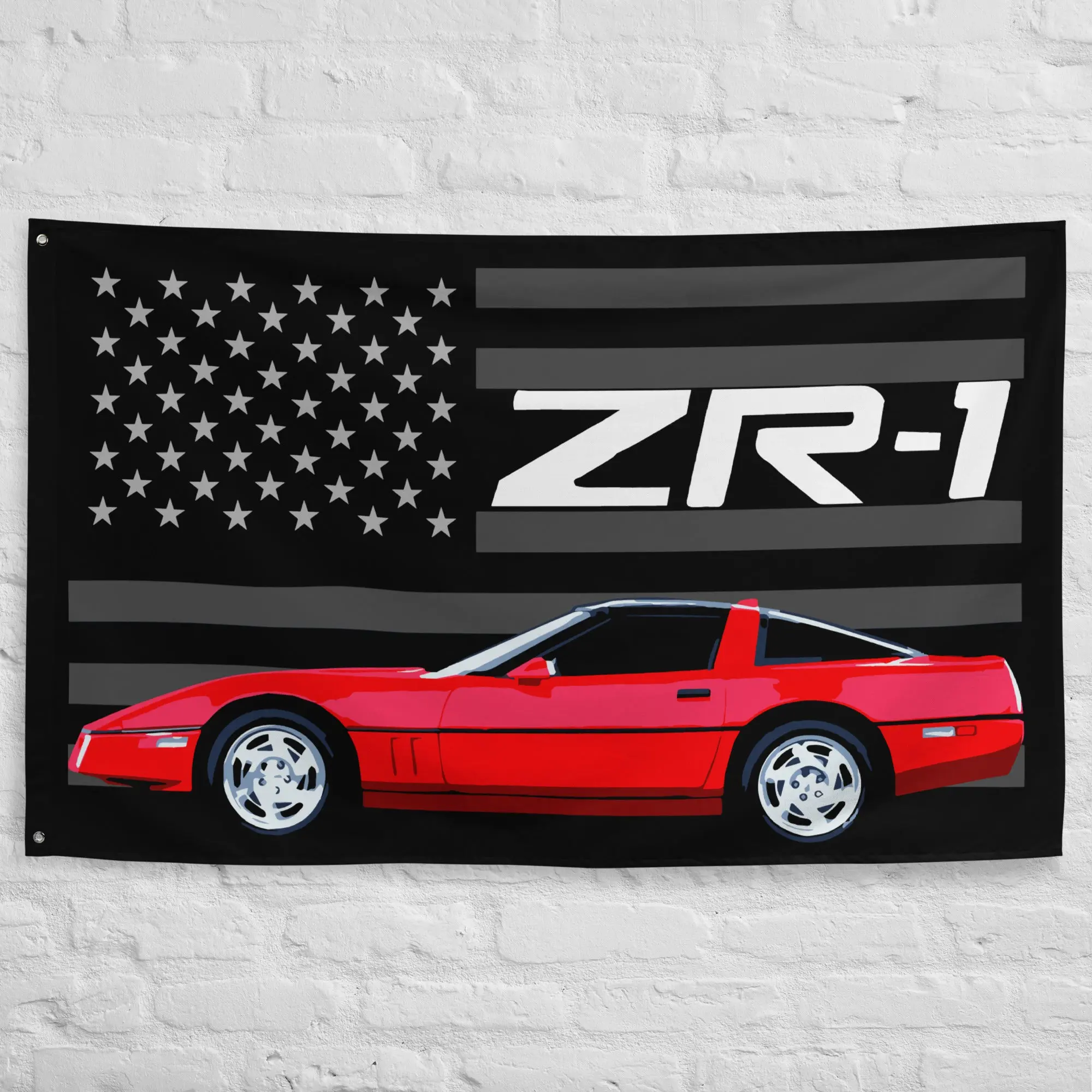 1990 Red Corvette C4 ZR-1 ZR1 4th Gen Vette Driver Custom Car Club Garage Office Man Cave Banner Flag 34.5" x 56"