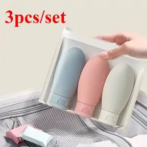 3pcs/set Travel Refillable Design Cosmetic Containers 60ML Travel Bottles Set Mini Squeeze Bottles for Toiletries Shampoo Conditioner