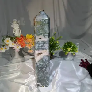 high quality druzy moss agate tower
