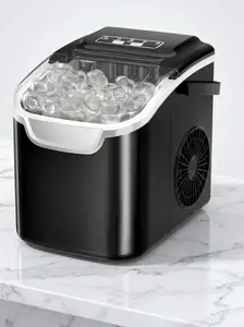 Countertop Ice Maker, 2 Sizes of Bullet Ice, 26Lbs/24H, 8 Ice Cubes in 6 Mins, Portable Ice Machine with Self-Cleaning for Home/Party/Travel/Camping (Black)