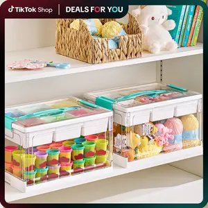 [Video Only]Vtopmart 1-2Pack 24QT Clear Craft Storage Bin with Removable Trays and Dividers, for Art Supply Coloring Books, Sensory Toys, Craft Supplies, Medicine, Playdough, Transparent Water&Dust Proof, DealsForYouDays (Mid Year Sale Restock), DFYD