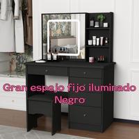 Large Lighted Fixed Mirror No Sliding / Black