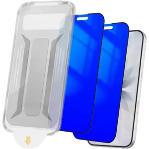 2 Pack for  17 Pro / 17/16 Pro  Screen Protector Anti spy Tempered Glass Gradient Blue Anti Blue Light Easy Installation 6.3 inch