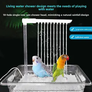 Automatic Bird Bath with Water Circulation System Self Cleaning Parrot Shower Box for Sun Conure Cockatiel Lovebird and Other Medium Large Birds Natural Corn Cob Chew Toys  supplies
