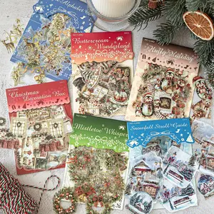 Christmas Theme Pet Gold Foil Stickers, 30 Sheets/bag Decorative Decals for Journals & Water Bottles, Festive Holiday Stationery Supplies