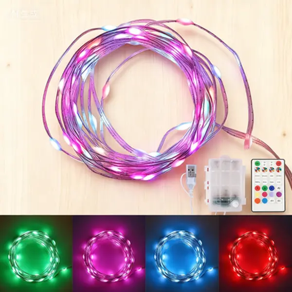 Color Changing LED String Lights Battery Operated with Remote, 16.4FT Twinkle Fairy Lights USB or Battery Powered, Waterproof Outdoor Christmas Decorations for Bedroom Party Indoor Garden