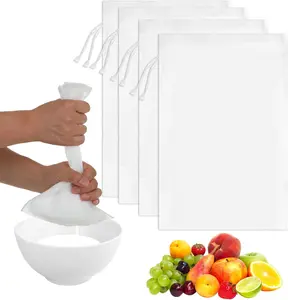 4 count Nylon Nut Milk Bag 12  8 Inches Fine Mesh Cheese Cloth Bag for Straining   Strainer Cold Brew Filter for Straining Juice Coffee Yogurt