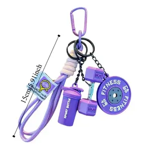 Kettlebell Dumbbell Keychain set Silicone keyring with Metal Handle Motivational Fitness Gym Gifts