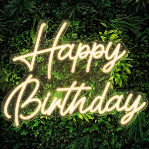 Happy Birthday Neon Sign, Happy Birthday Sign, Happy Birthday Light Up Sign, Happy Birthday Led Sign for Backdrop Birthday Any Ages Bday Celebration Decoration USB Powered Warm White