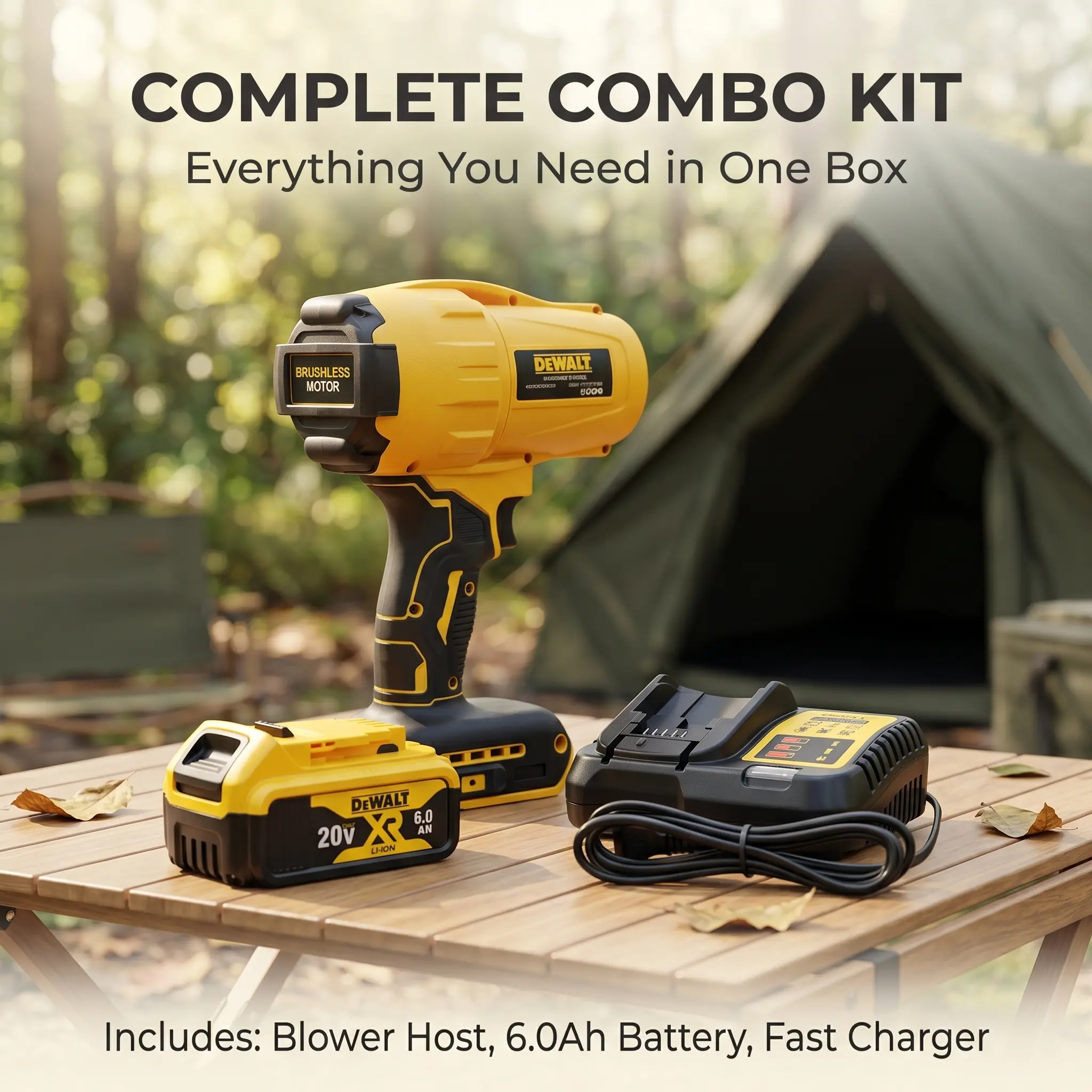 Dewalt Portable Cordless Blower Steady Continuous Air Output Independent Bottom Support Stand Simple One Hand Operation Wall Hanging Reserve Hole Low Power Consumption Long Runtime For Narrow Gap Debris Cleansing Workshop Tidying Small Scale Outdoor