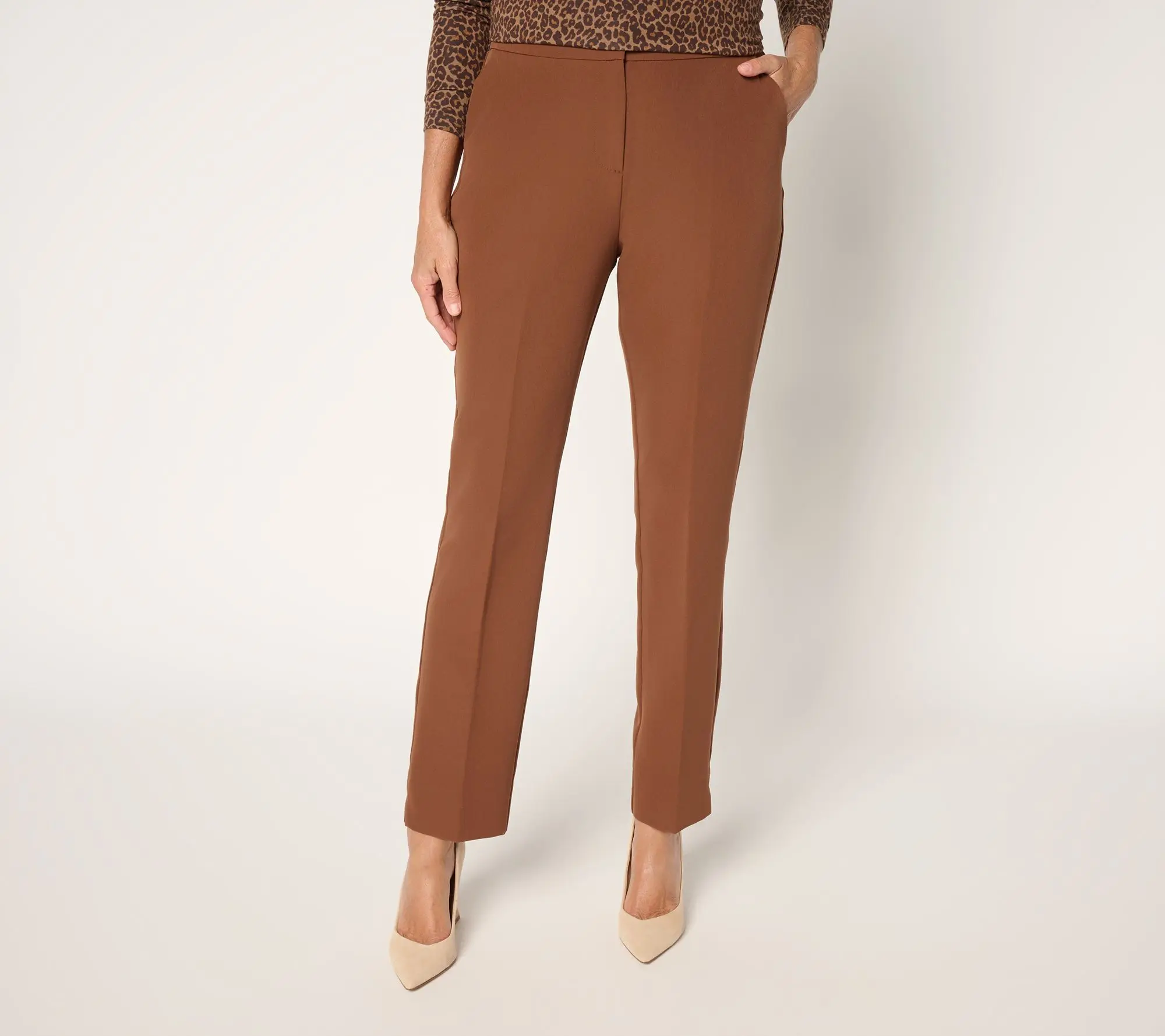 Joan Rivers Petite Bi-Stretch Twill Straight Leg Ankle Pants