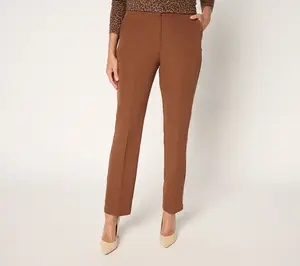 Joan Rivers Regular Bi-Stretch Twill Straight Leg Ankle Pants
