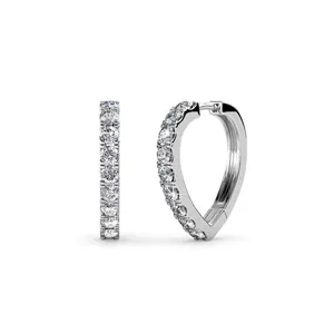 Waverly 18k White Gold Plated 16mm Hoop Earrings with Simulated Diamond Crystals