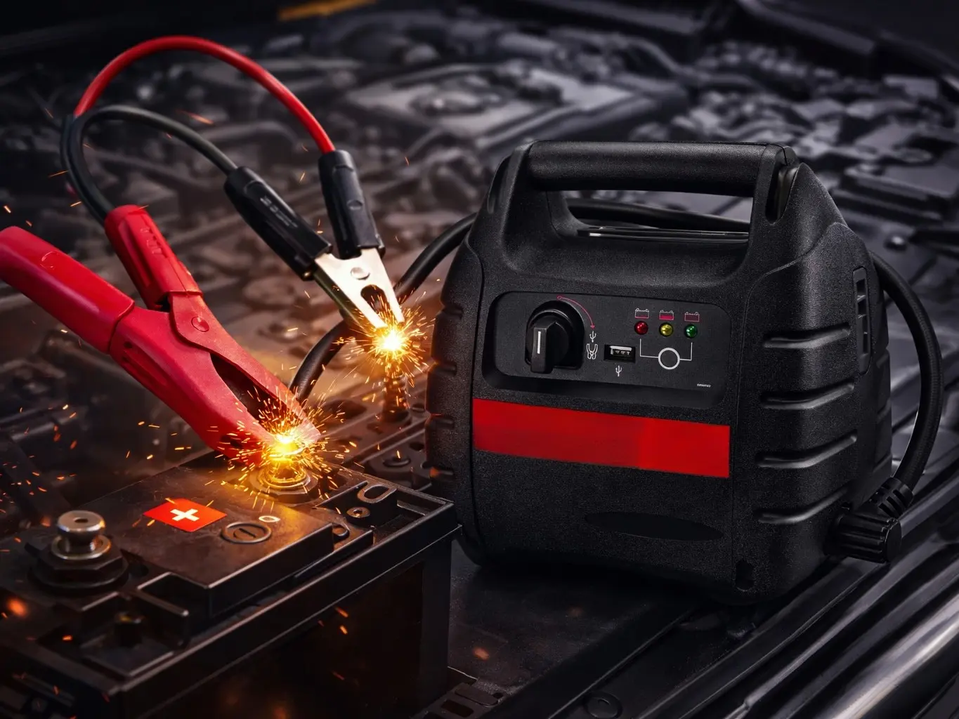 1000 Peak Amp Jump Starter and Air Compressor with 12V USB Portable Power Ports