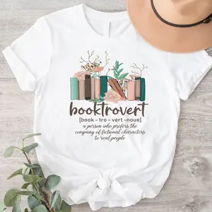 Floral Booktrovert T-Shirt, Book Shirt, Book Lovers Gift Tee, Cute Bookish Tee, Librarian Teacher Short Sleeve, Librarian Shirt, Reader Present Tee.