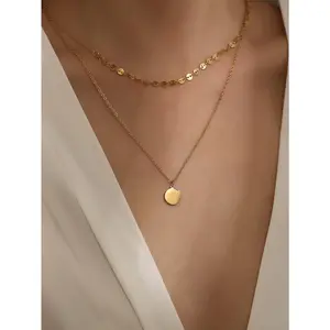 Women's Layered Disc Necklace, Stylish & Elegant Versatile Necklace for Daily Wear