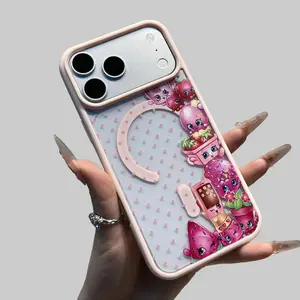 Shopkins cartoon print phone case, Sleek Magnetic Clear Casing, suitable for iPhone 11-17 Pro Max/Plus and Samsung Galaxy S22-26.