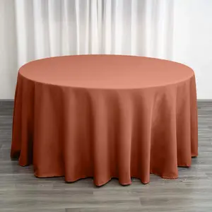 Polyester Round Tablecloth 120" Terracotta (Rust) - Durable & Seamless Table Cover