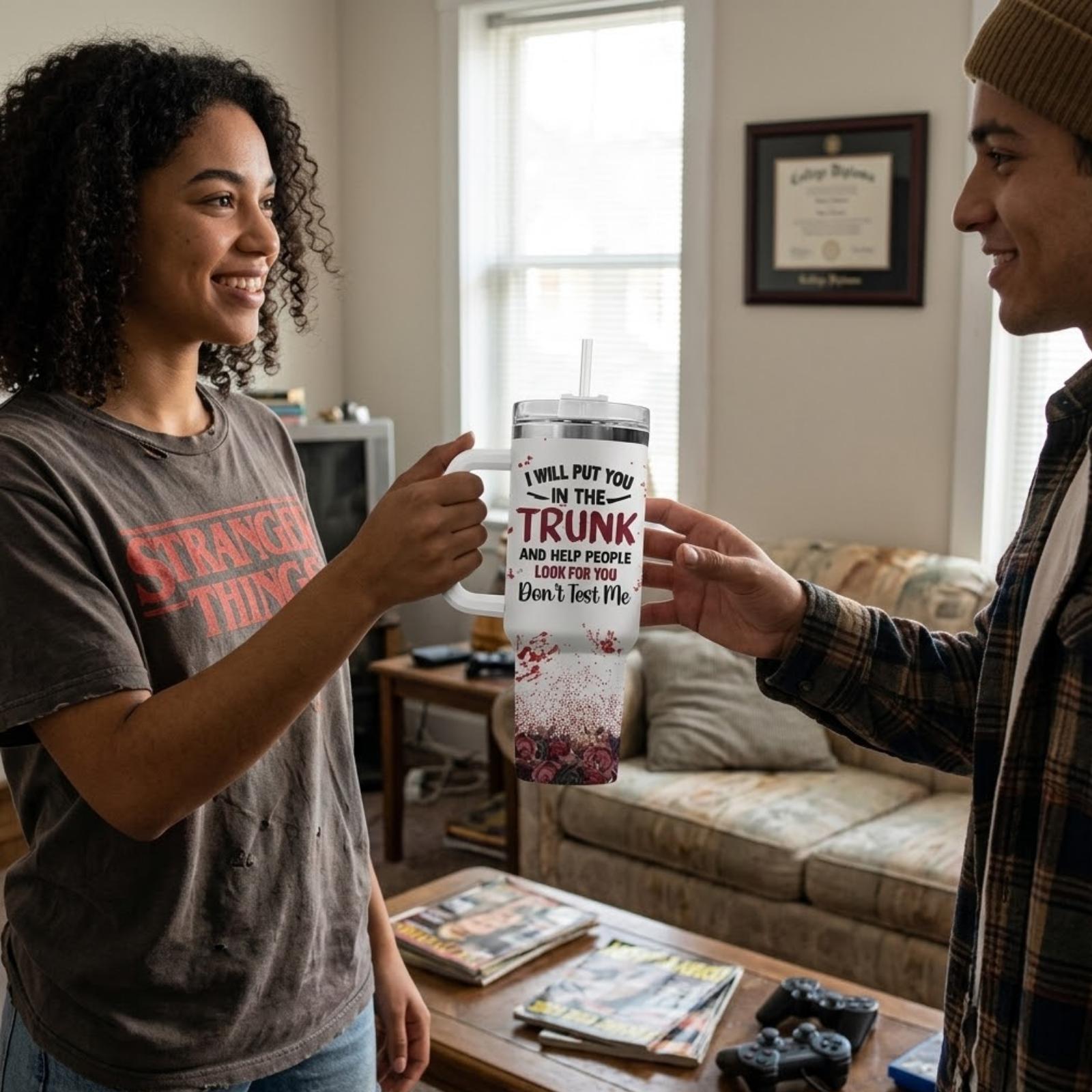 Funny Horror 40oz Tumbler with Handle, 20oz Tumbler, Spooky Gothic Halloween Cup, Dark Art Horror Gift, Scary Creepy #Macabre Tumbler for Women, BFF Soul Sister Gift, Horror Lover Drinkware, Halloween Gift, Horror Girlfriend Gift, Halloween Party Cup