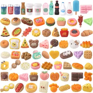 100 PCS Miniature Food & Drink Toys, Mini Resin Food Bottles and Drinks, Dollhouse Miniatures Accessories, Pretend Play Kitchen Toys, Fairy Garden Decorations, DIY Crafts, Party Favors for Kids