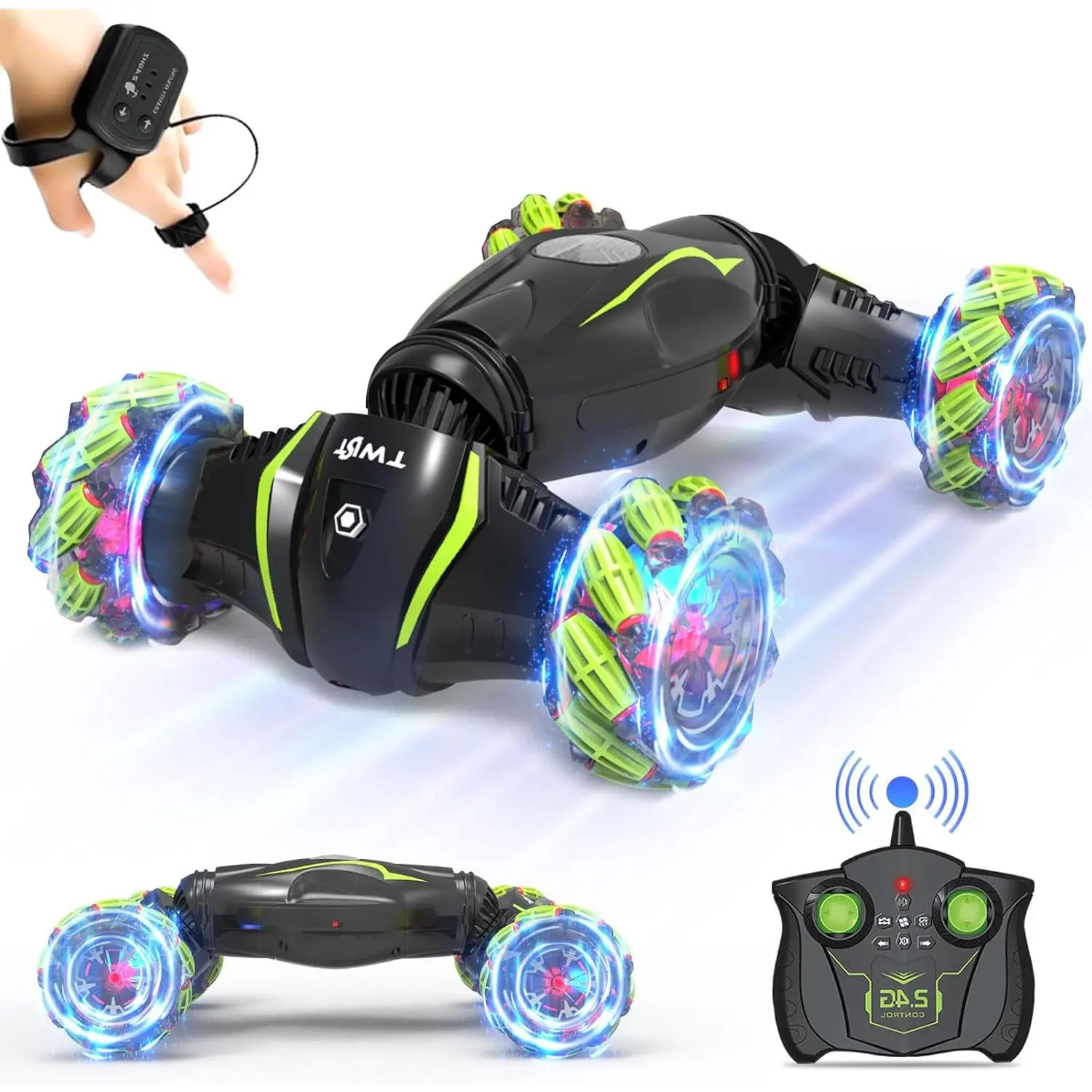 Eulogia Gesture Sensing RC Stunt Car,2.4Ghz RC Car with Spray Effect, 360° Rotate Transform Off-Road Drift RC Cars with Lights Music, Suitable for Kids Over 5-12 Years Old