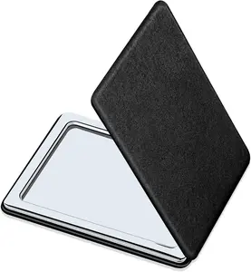 Compact Vanity Mirror for Men, Black, Travel Makeup Mirror for Handbag Pocket Wallet, Portable Double-Sided Magnifying Cosmetic Mirror for Daily, Work, Business YTZJ Direct