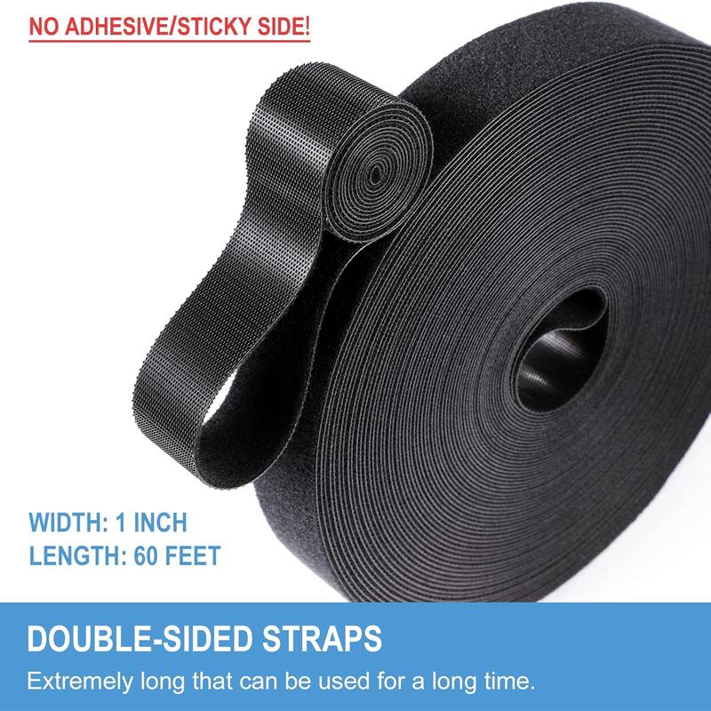 1 in x 60 ft Hook and Loop Roll | Double-Sided Strips, Self-Gripping Straps | Reusable Multi-Purpose Wrap Fasteners for Home, Office, Data Center, and More 1 in x 60 ft Hook and Loop Roll | Double-Sided Strips, Self-Gripping Straps | Reusable Multi-Purpose Wrap Fasteners for Home, Office, Data Center, and More