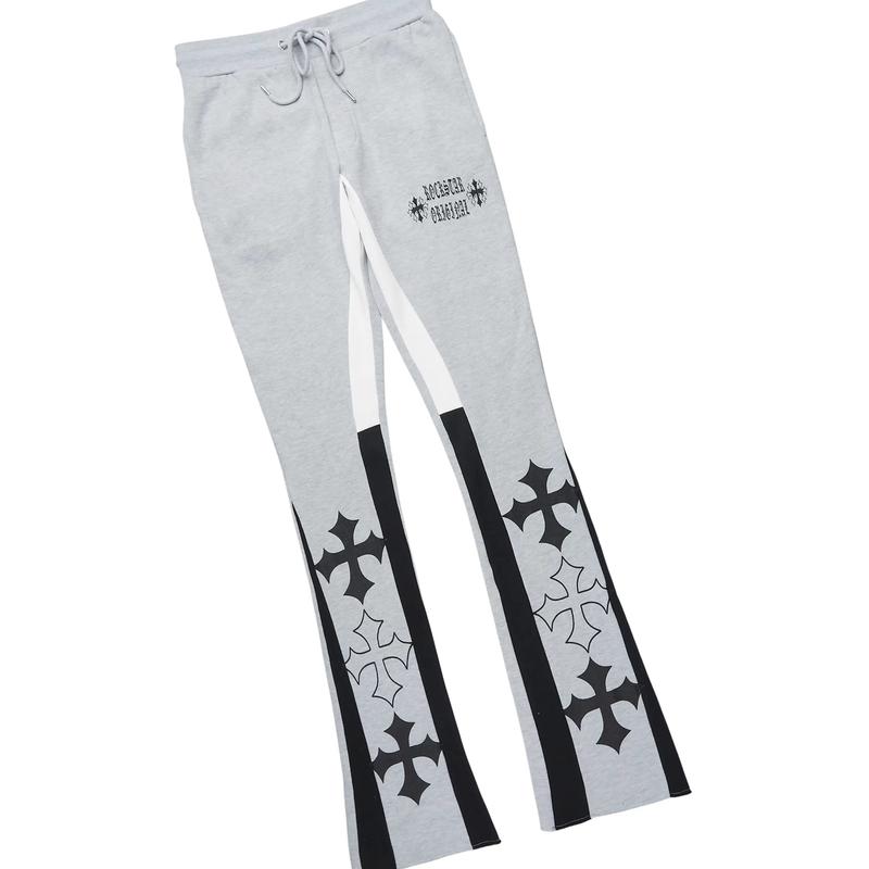 Zeiric Heather Grey/Black Hoodie/Stacked Flare Track Set