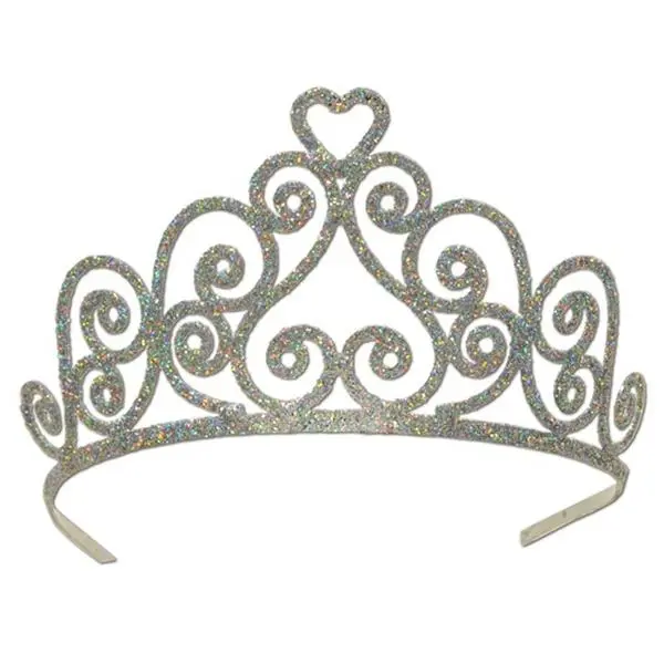 212 MAIN Glittered Silver Metal Tiara Head (Silver #S1460) with Attachable Combs, DDI 1908019, Case of 6 - Festival Party Supplies, Party Bag Gift Accessory