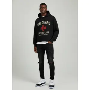 Cropped Black Hoodie — “Crystal Lake Lifeguard (Summer of 1957)”