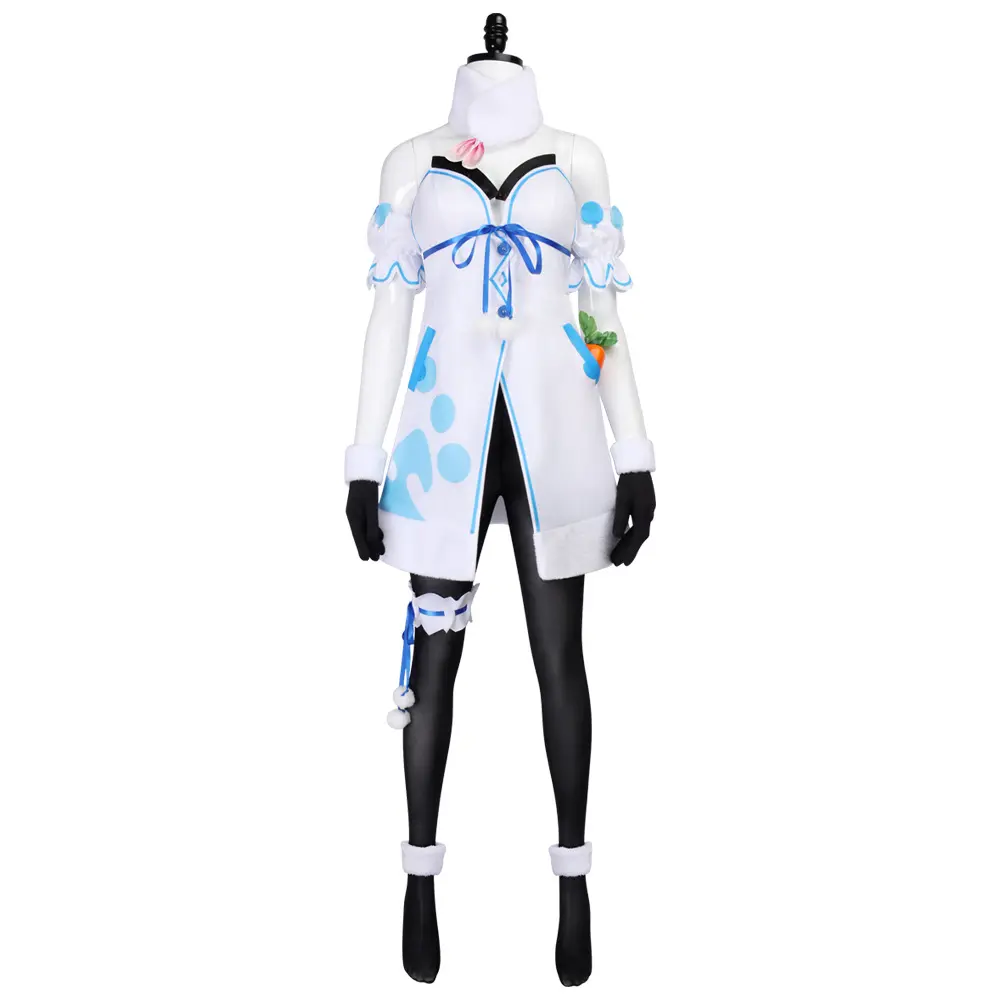Usada Pekera White Rabbit VTuber Cosplay Costume Full Set with Carrot Accessories for Comic Con