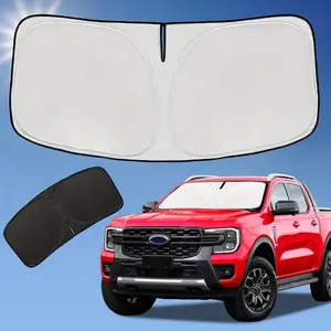 4-Layer Foldable Windshield Sun Shield - Ultra-Thin 240T Titanium Silver Car Sunshade with Heat Resistant Strips, Fits Cars/ SUVs, Quick Fold Design