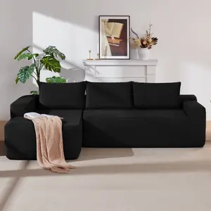 105" Cloud Sectional Couch with L-Shape Chaise Modern Modular  Deep Seat Upholstered Corduroy Fabric No Assembly Required Living Room Bedroom ,  bonelesscouches compression sofa bed