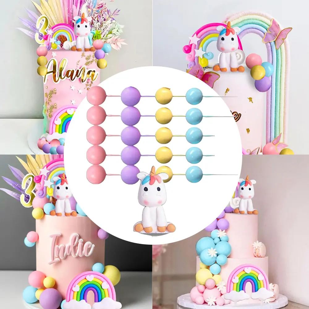 23PCS Cake Toppers Boho Cake Topper Hippie Party Decorations with Rainbow Balls for Girl Birthday Party Boho Groovy Party Supplies