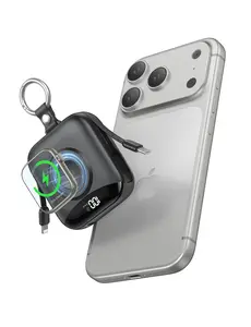 Portable Charger, 10000mAh Power Bank, USB C in/Output PD20W Fast Charging Built-in Charging Cable 5-Output Mini Battery Pack Charger for iPhone 17 16 15 14 Air Samsung S23 Google iPad Wireless Charging for the Apple Watch