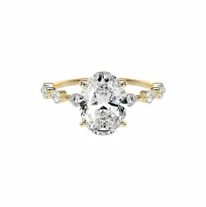 Lab-grown diamond ring, 11045, 2 ct,  D,  VS1, oval cut. Lab-grown diamond ring, IGI certification, light luxury premium feel, versatile for everyday wear, suitable for engagement and proposal, S925 sterling silver.