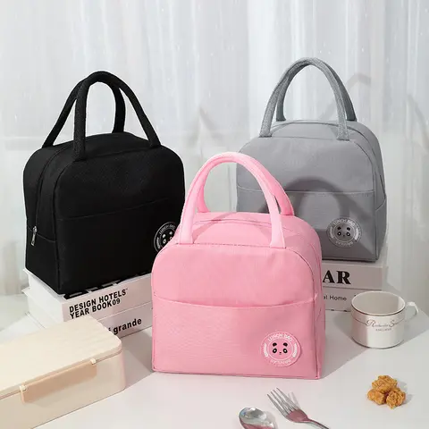 Fashionable and Durable Insulated Lunch Bag, Portable Large Capacity Lunch Tote Bag, Lightweight Oxford Cloth Handbag, Durable Lunch Bags, Ideal for Daily Use & Picnics
