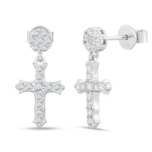 UCCIYO Cross Earings Moissanite S925 Silver Round Stud Earrings For Women Men Fashion Jewelry