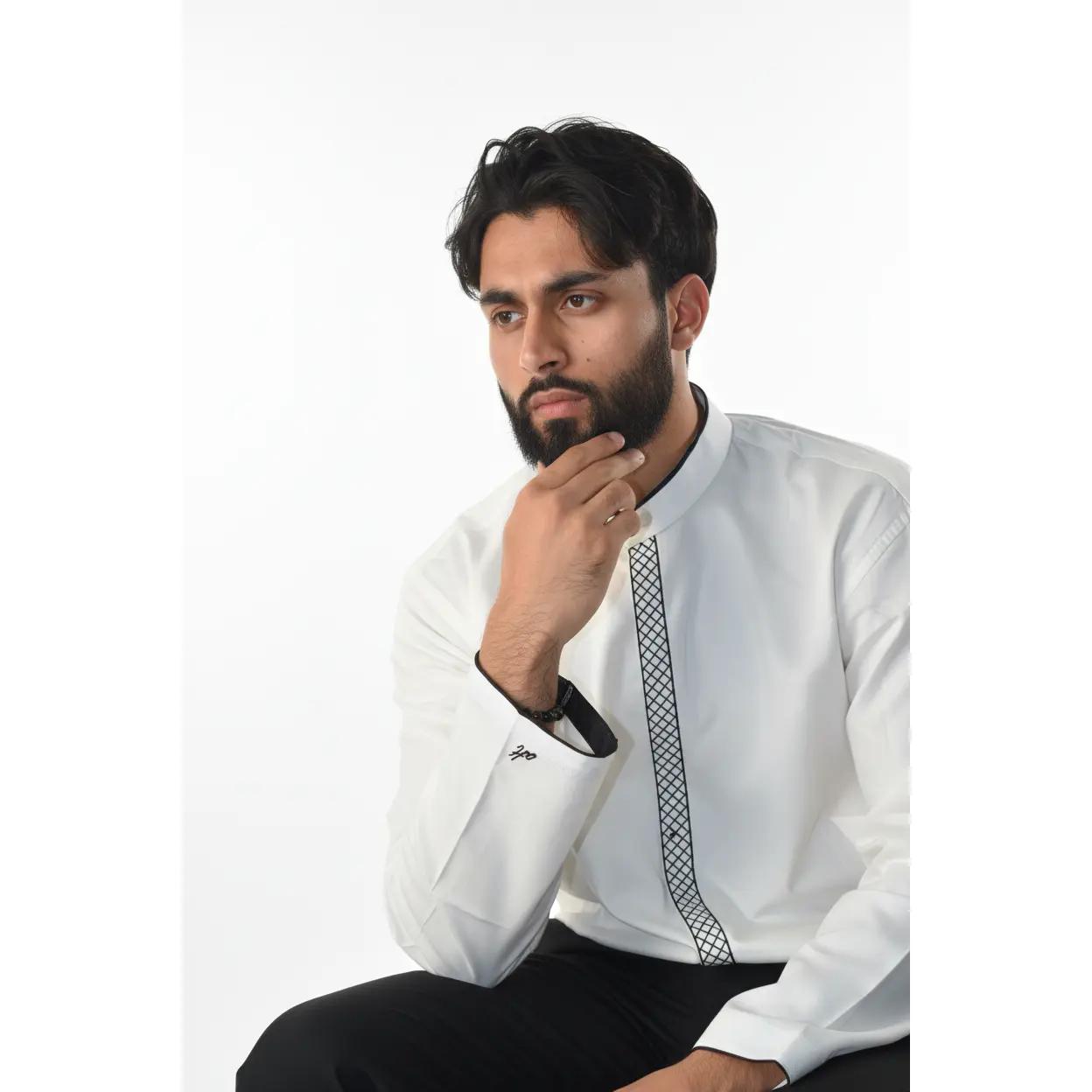 Threads of Palestine | Loose Fit Premium Short Kurta – Stone White