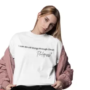 Soft Gildan T-Shirt with 'I Can Do All Things Through Christ' Print Top Crewneck Tshirt