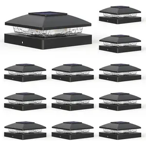 12Pcs Solar Post Cap Light for 4x4 Outdoor Waterproof LED Deck Fence Light