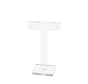 Earring Display Stand T Shaped 2.5" x 4" Countertop Showcase for Displaying Studs Posts and Hoops in Retail Boutiques and Jewelry Stores Clear or Black Acrylic by 321 Plastics